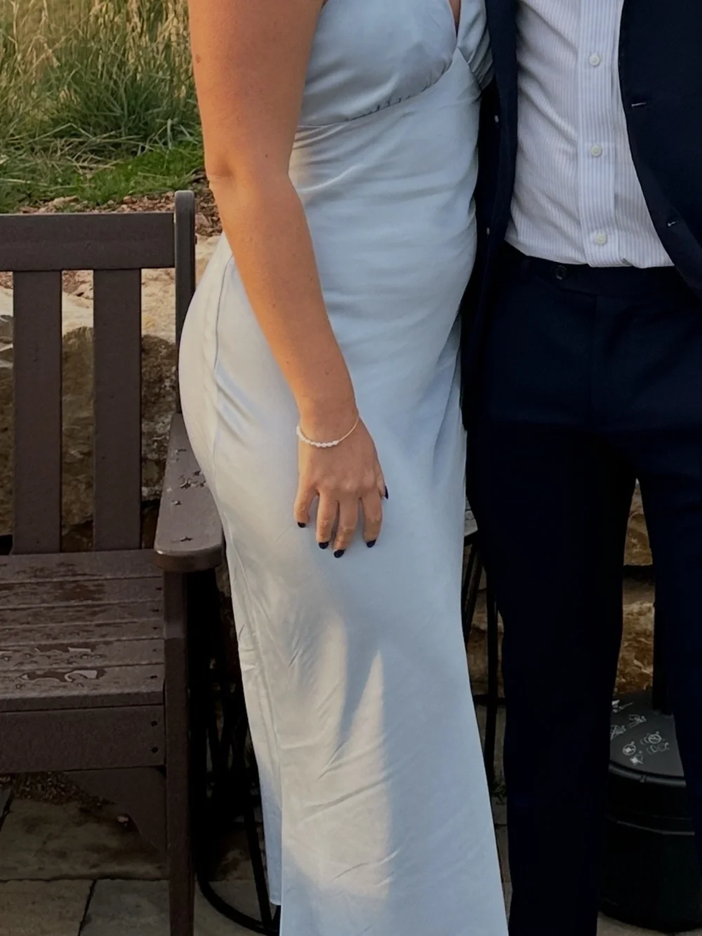 Abercrombie & Fitch Julia Slip Halter Maxi Dress - Light Blue Satin